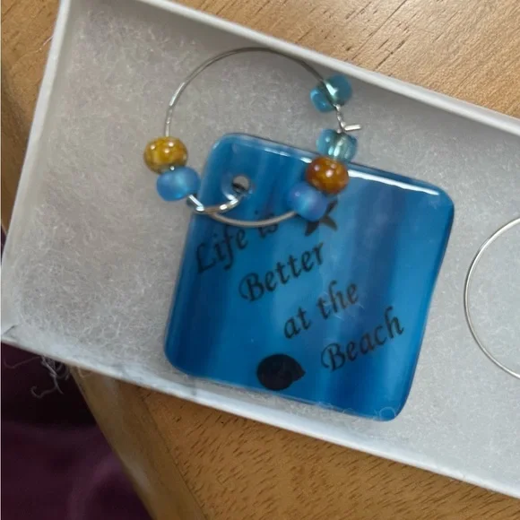 Wine Glass Charms, Beach-Themed, Set of 3 - Picture 2 of 4